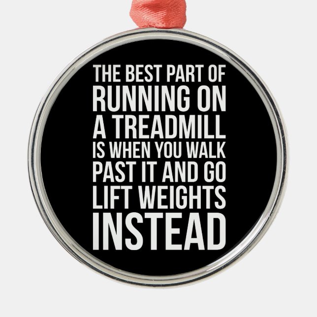 Cardio, Treadmill Running vs Lifting - Funny Gym Ornament Aus Metall (Vorne)