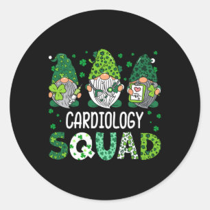 Cardiology Nurse Squad St Patricks Day Gnome Nurse Runder Aufkleber