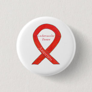 Cardiovascular Disease Custom Awareness Ribbon Pin Button