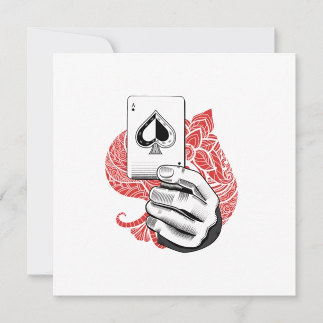 Cards Ace Spades Casino Poker Glücksspiel Geschenk Einladung (Vorderseite)