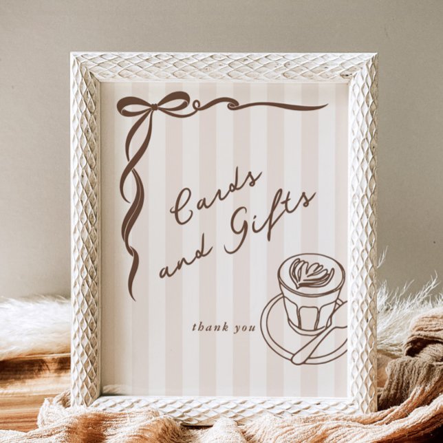 Cards and gifts Bebe Cafe Brown Bow Handdrawn Poster (Von Creator hochgeladen)