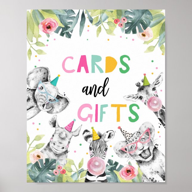 Cards and Gifts Safari Party Animals Birthday Sign Poster (Vorne)