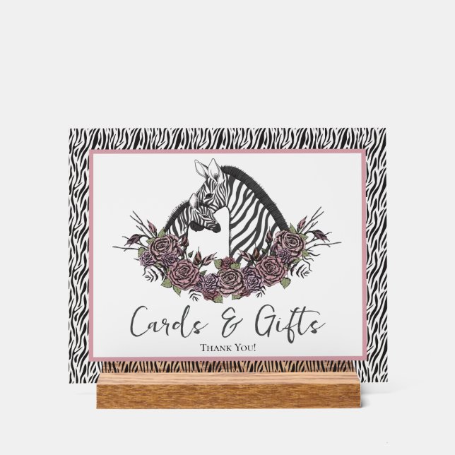 Cards and Gifts Zebra Safari Baby Shower Sign Acrylschild (Vorderseite)