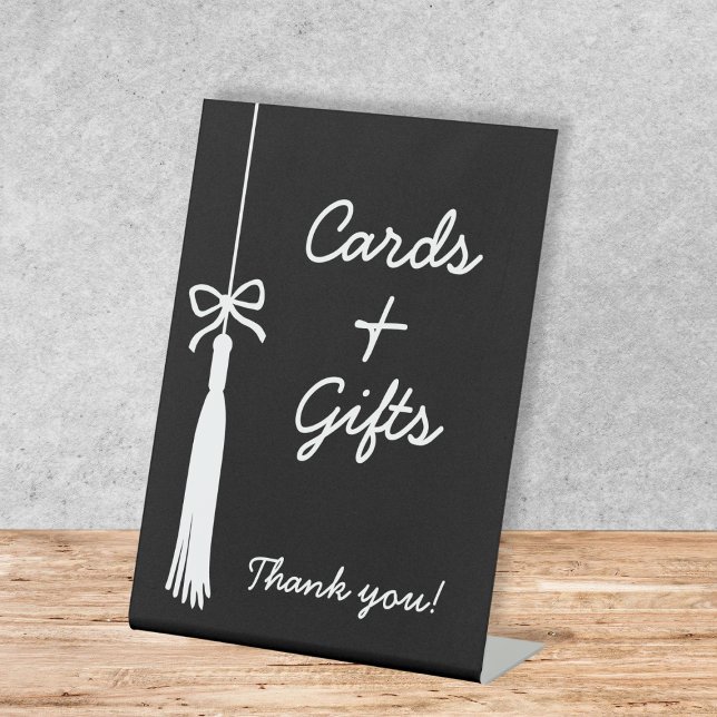 Cards & Gifts Coquette Black Bow Tassel Graduation Sockelschild (Cards & Gifts Coquette Black Bow Tassel Graduation Pedestal Sign)