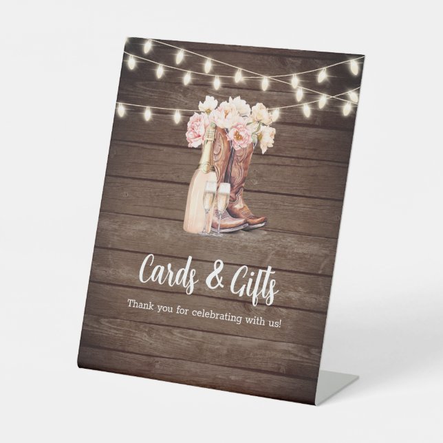 CARDS & GIFTS Cowgirl Boots Brautparty Sockelschild (Vorderseite)