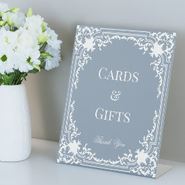 Cards Gifts Dusty Blue Elegant Vintage White Frame Sockelschild