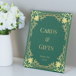 Cards Gifts Emerald Green Faux Gold Wedding Ornate Sockelschild