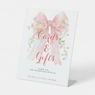 Cards & Gifts Pink Bow Wildflowers Baby Shower Sockelschild