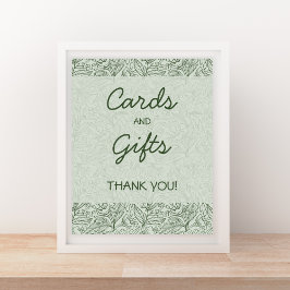 Cards & Gifts Sage Green Floral Handwritten Font Poster