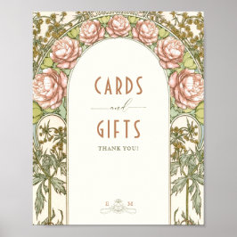 Cards & Gifts Sign Vintage Art Nouveau by Mucha Poster