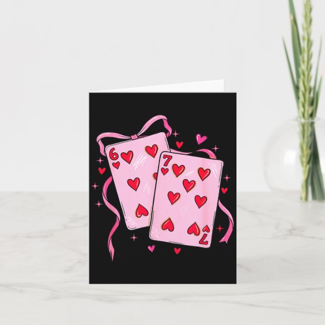 Cards Valentine Meme 6 Coquette Bow Funny Gift Tee Karte (Vorderseite)