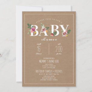 Cardstock Bloral Baby Dusche Einladung