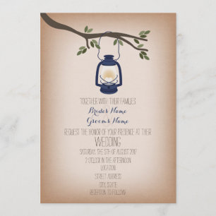 Cardstock Inspiriert Blue Camping Lantern Hochzeit Einladung