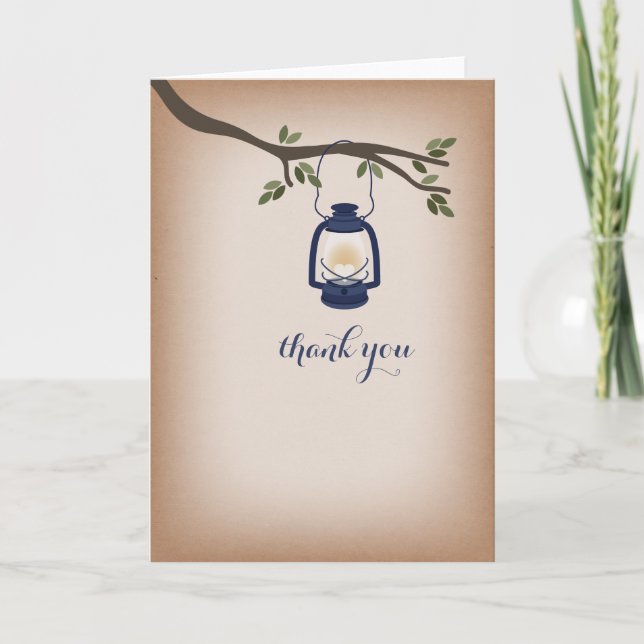 Cardstock Inspiriert Blue Camping Lantern Vielen D Dankeskarte (Vorderseite)