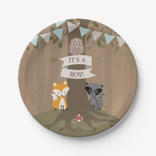 Cardstock inspirierte Waldjungen-Baby-Dusche Pappteller