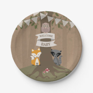 Cardstock inspiriertes Waldneutrale Baby-Dusche Pappteller