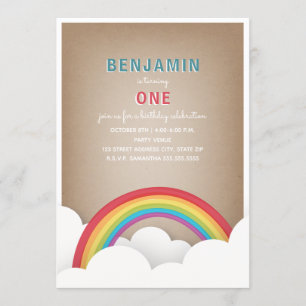 Cardstock  Regenbogenwolken Geburtstag Einladung