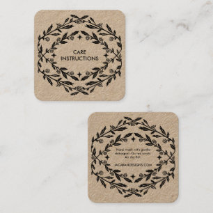 CARE ANWEISUNGEN Chic Elegant Rose Rahmen Kraft Quadratische Visitenkarte