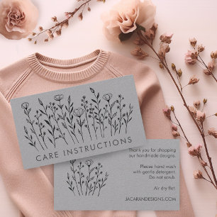 CARE ANWEISUNGEN Chic Elegante Wildblume Luxe Visitenkarte