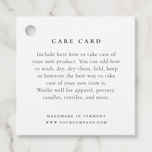 Care Card-Tag mit Logo oder Branding Geschenkanhänger (Vorderseite)