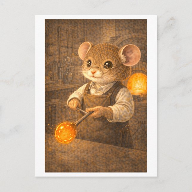 Career Mouse as Glass Blower Postkarte (Vorderseite)