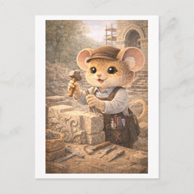 Career Mouse as Stone Mason Postkarte (Vorderseite)