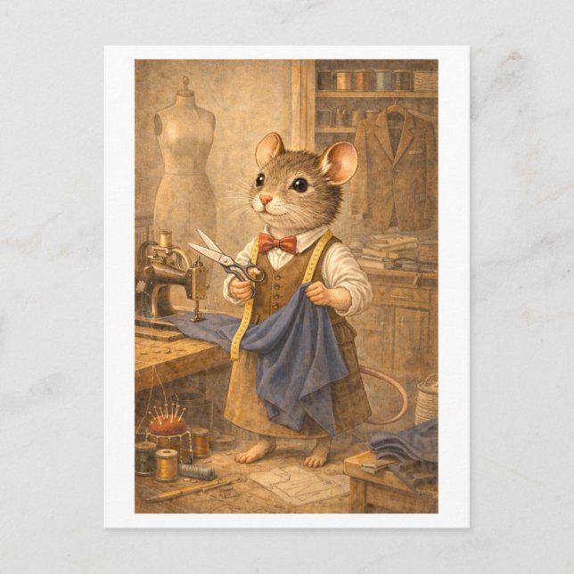 Career Mouse as Tailor Postkarte (Vorderseite)