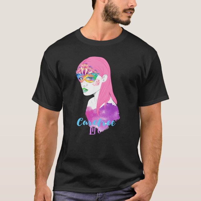 Carefree Life Spaß farbenfroh Retro Sorglos T-Shirt (Vorderseite)