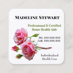 Caregier Fresh Pink Rose Square Beruflich Quadratische Visitenkarte