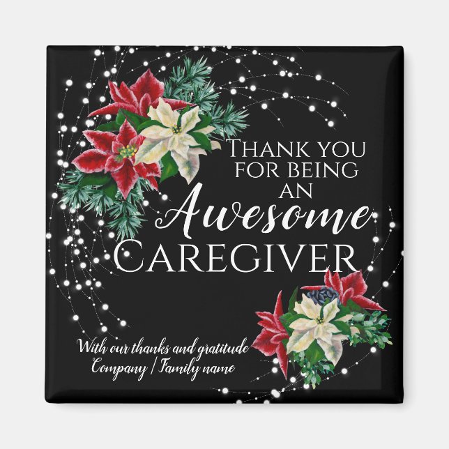 Caregiver Apprecitive Festive Schwarzes Magnet (Vorne)