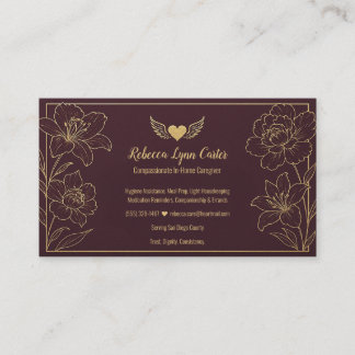 Caregiver Elegant Floral Professional Services Visitenkarte