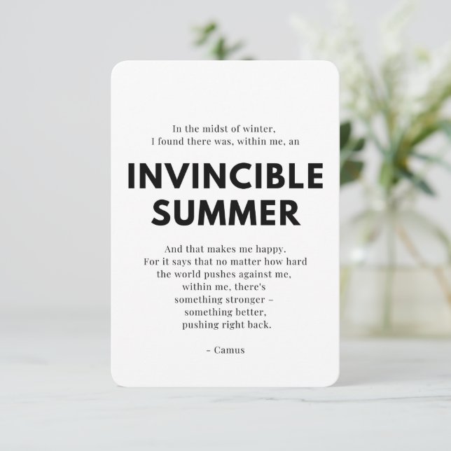 Caregiver Encourement Card - Unbesiegbarer Sommer Einladung (Stehend Vorderseite)