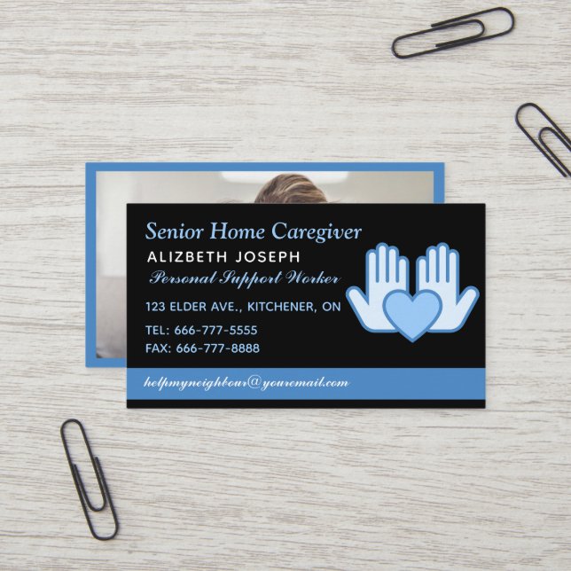 Caregiver Home Help Nurse photo modern Visitenkarte (Vorderseite/Rückseite Beispiel)
