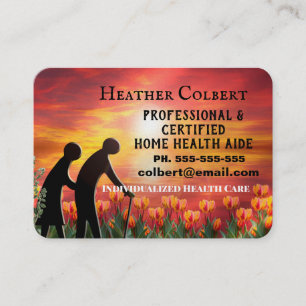 Caregiver-Sonnenuntergang-mit Blumenberufliches Visitenkarte
