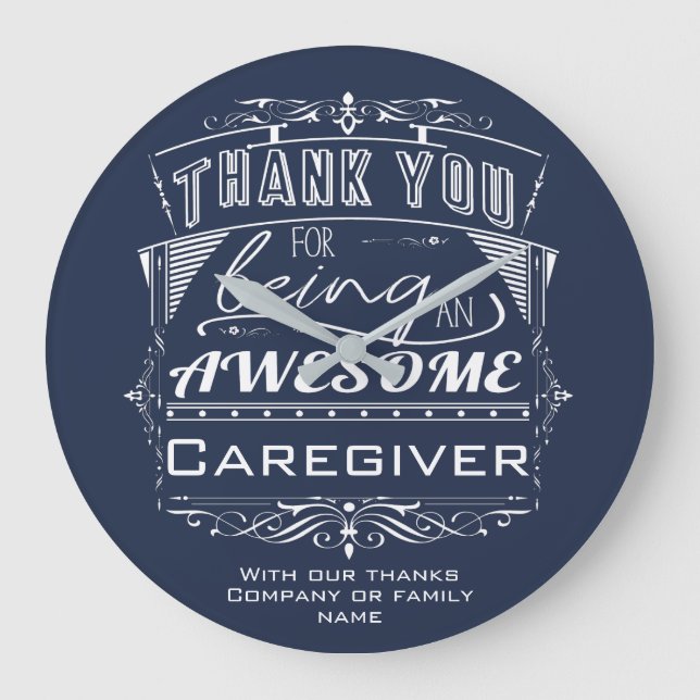 Caregiver Thank You Appreciation Große Wanduhr (Vorderseite)
