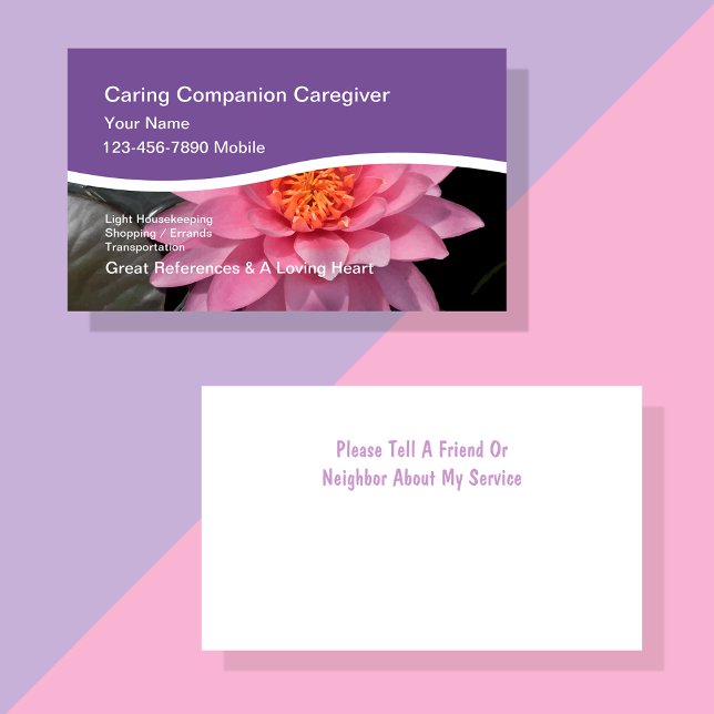 Caregiver Water Lily Business Cards Visitenkarte (Von Creator hochgeladen)
