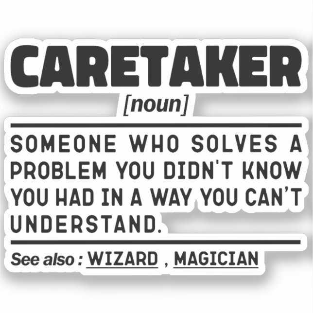 Caretaker Noun Wertschätzung Geburtstag Gegenwart  Aufkleber (Vorderseite)