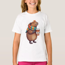 Carf-Wearing Capybara Sipping Coffee T-Shirt