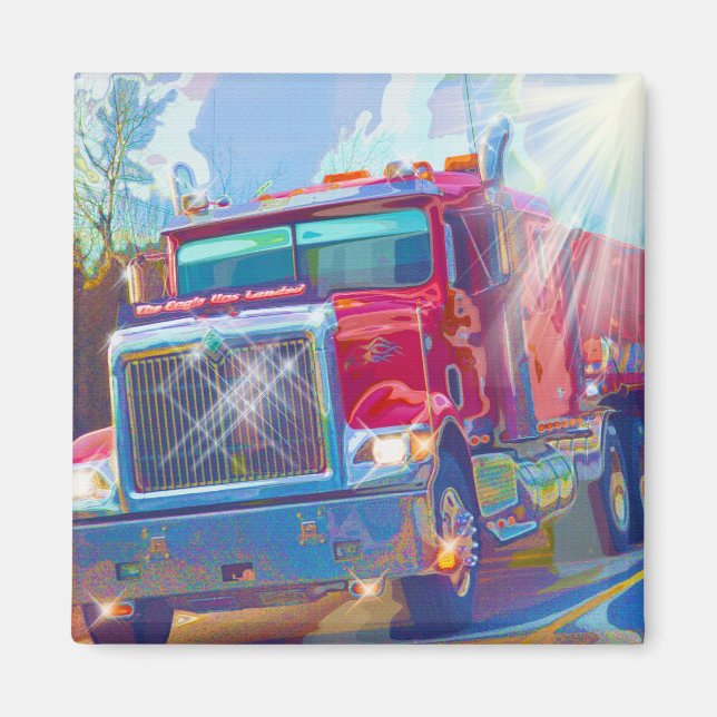 CARGO TRUCK BIG RIG TRUCKERS Geschenke Magnet (Vorne)