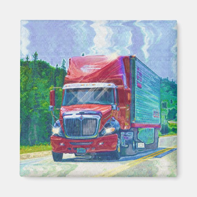 CARGO TRUCK BIG RIG TRUCKERS Geschenke Magnet (Vorne)