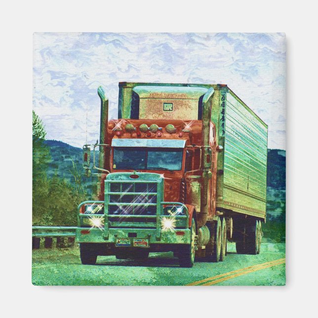 CARGO TRUCK BIG RIG TRUCKERS Geschenke Magnet (Vorne)