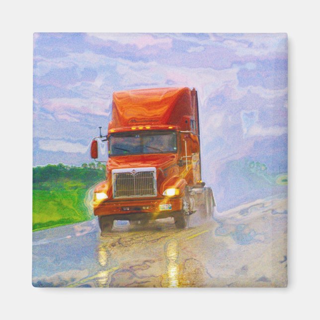 CARGO TRUCK BIG RIG TRUCKERS Geschenke Magnet (Vorne)