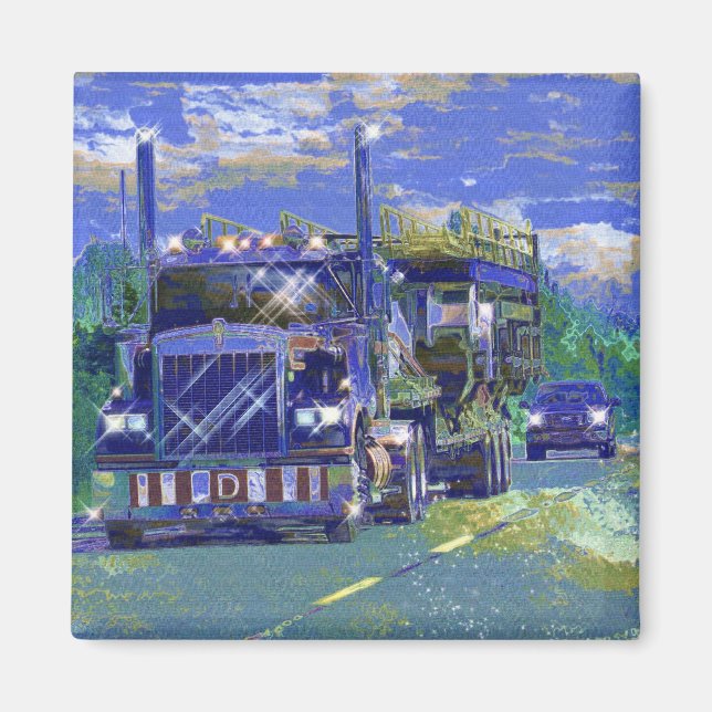 CARGO TRUCK BIG RIG TRUCKERS Geschenke Magnet (Vorne)
