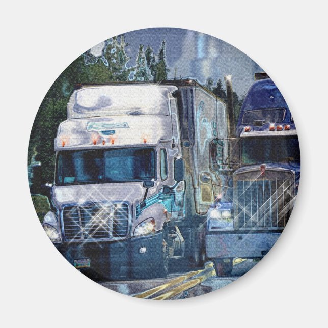 CARGO TRUCK BIG RIG TRUCKERS Geschenke Magnet (Vorne)
