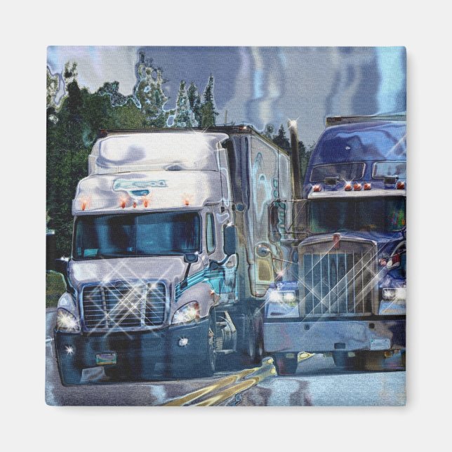 CARGO TRUCK BIG RIG TRUCKERS Geschenke Magnet (Vorne)