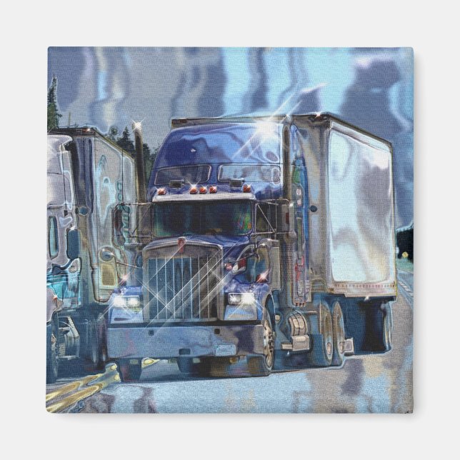 CARGO TRUCK BIG RIG TRUCKERS Geschenke Magnet (Vorne)