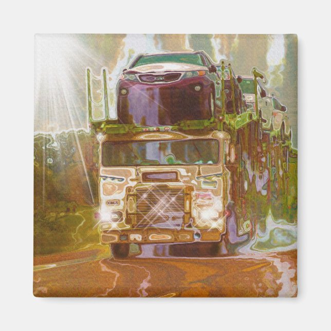 CARGO TRUCK BIG RIG TRUCKERS Geschenke Magnet (Vorne)