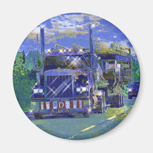 CARGO TRUCK BIG RIG TRUCKERS Geschenke Magnet (Vorne)