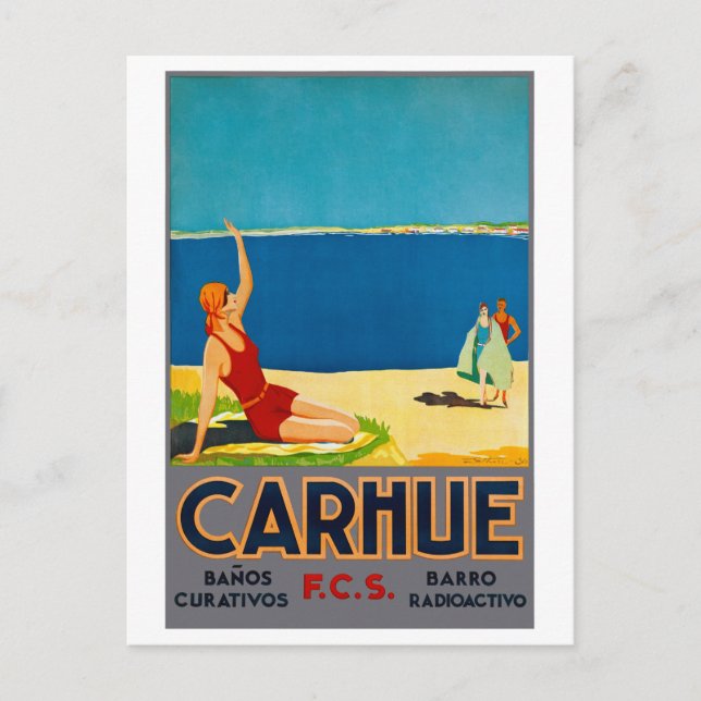 Carhue Argentina Vintage Reiseplakat Zurück Postkarte (Vorderseite)