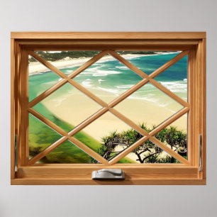 Caribbean Beach - Green Sea View Imitate Fake Wind Poster